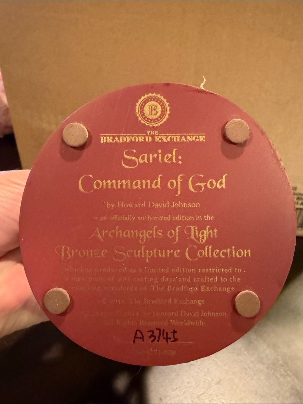 The Bradford Exchange Bronze and Red St. Sariel Angel Figurine - Picture 5 of 5